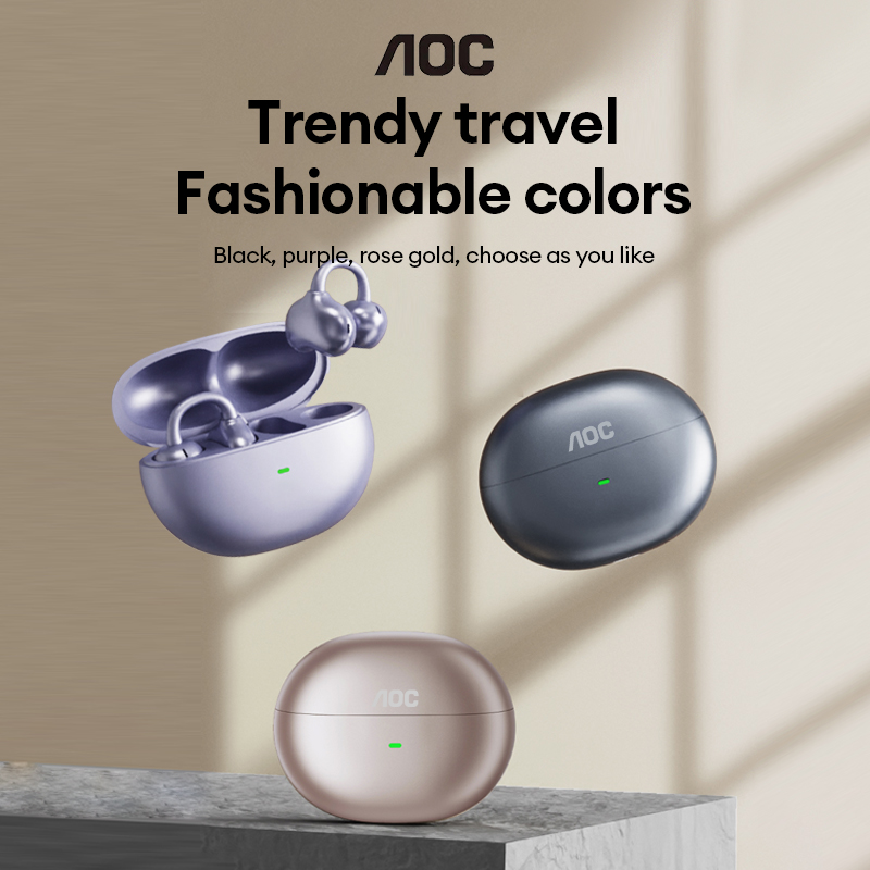 Wired Earphone Mic - AOC ACD2544 ワイヤレスBluetoothイヤークリップイヤホン オープンイヤーヘッドホン サラウンドステレオサウンド 低遅延
