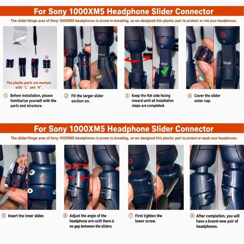 プラスチック製ヘッドホンヒンジ修理キット アームコネクター完 - Sony Headphone Wh-1000Xm5 のレビューと価格